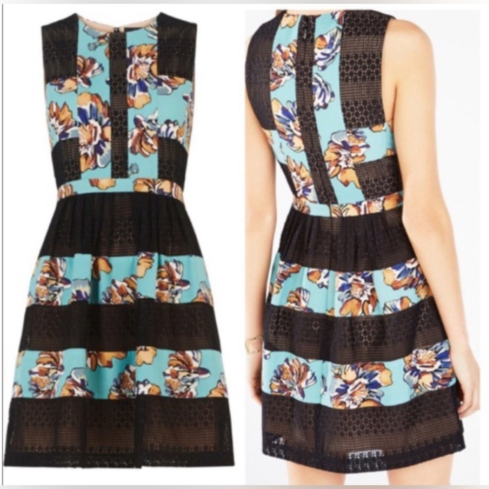 BCBGMaxAzria Black and light blue Lace Dress size size 6